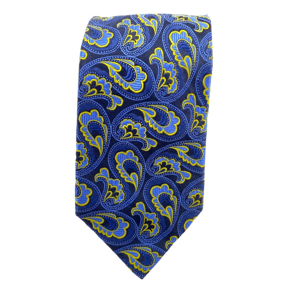 Ted‎ Baker London Mens Silk Necktie Blue Green Paisley Brocade Tie